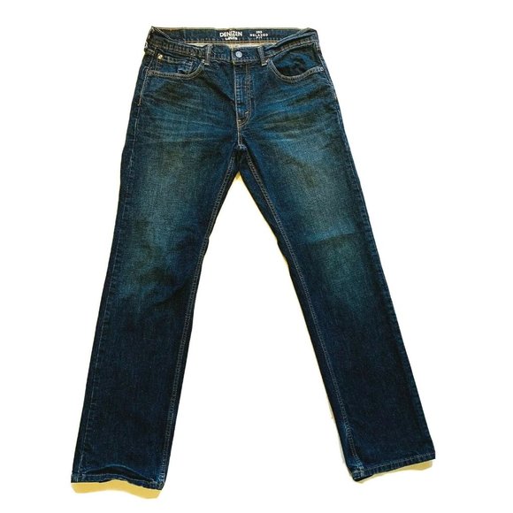 Levi's Denizen 285 Jeans Mens 34x34‎ Relaxed Fit Stretch Faded Dark Blue Denim - Picture 1 of 12